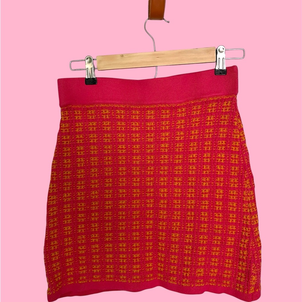 Hot Pink and Orange Women's Knit Skirt
